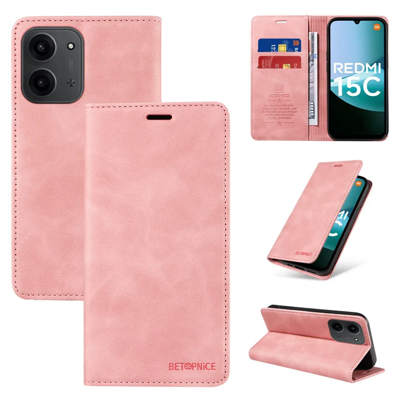 Фото Противоугонный чехол для телефона Xiaomi Redmi 15 15C A5 Note 15 Pro Plus Redmi15C 5G 4G Capa Wallet Flip Card Holder Coque Leather Cover №3