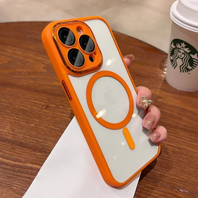 Оригинальный титановый серый чехол для iPhone 15 Pro Max Magsafe чехлы 12 13 14 14Pro Plus защита