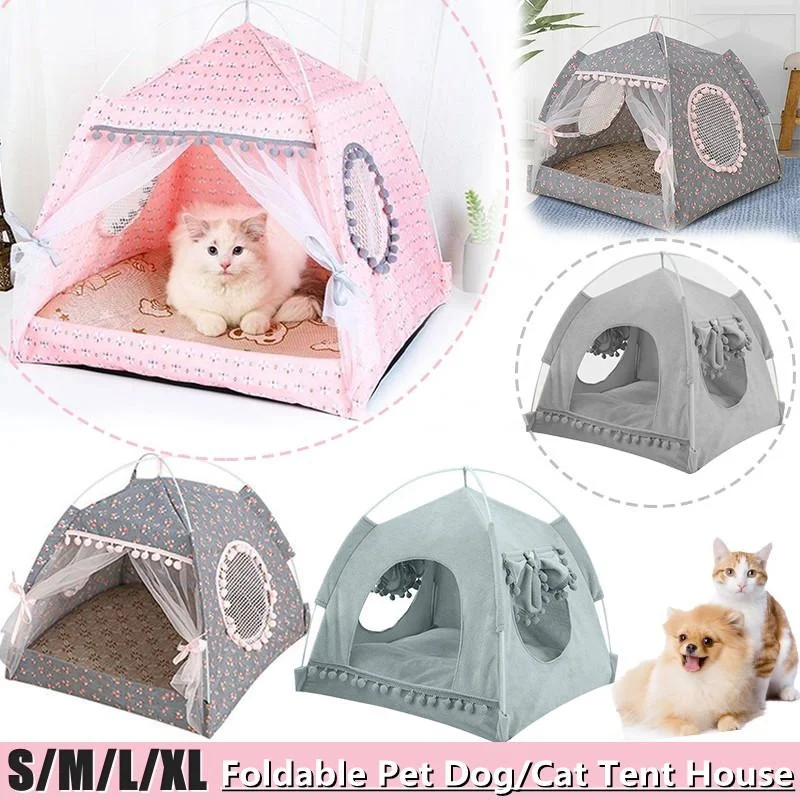 

Cat Tent Bed Pet Products The General Teepee Closed Cozy Hammock with Floors Cat House Pet Small Dog House Accessories Products