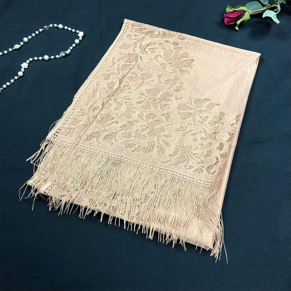 

Womens Scarf Wraps Hollow Out Crochet Floral Lace Fringed Shawl Tassels Cape Wedding Evening Vintage Party L8Y8