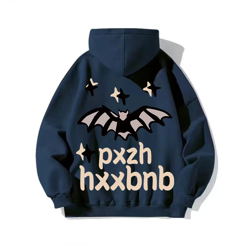 

American men and women hip hop autumn hooded sweater bat print ins loose casual couple jacket student tide brand top clothes
