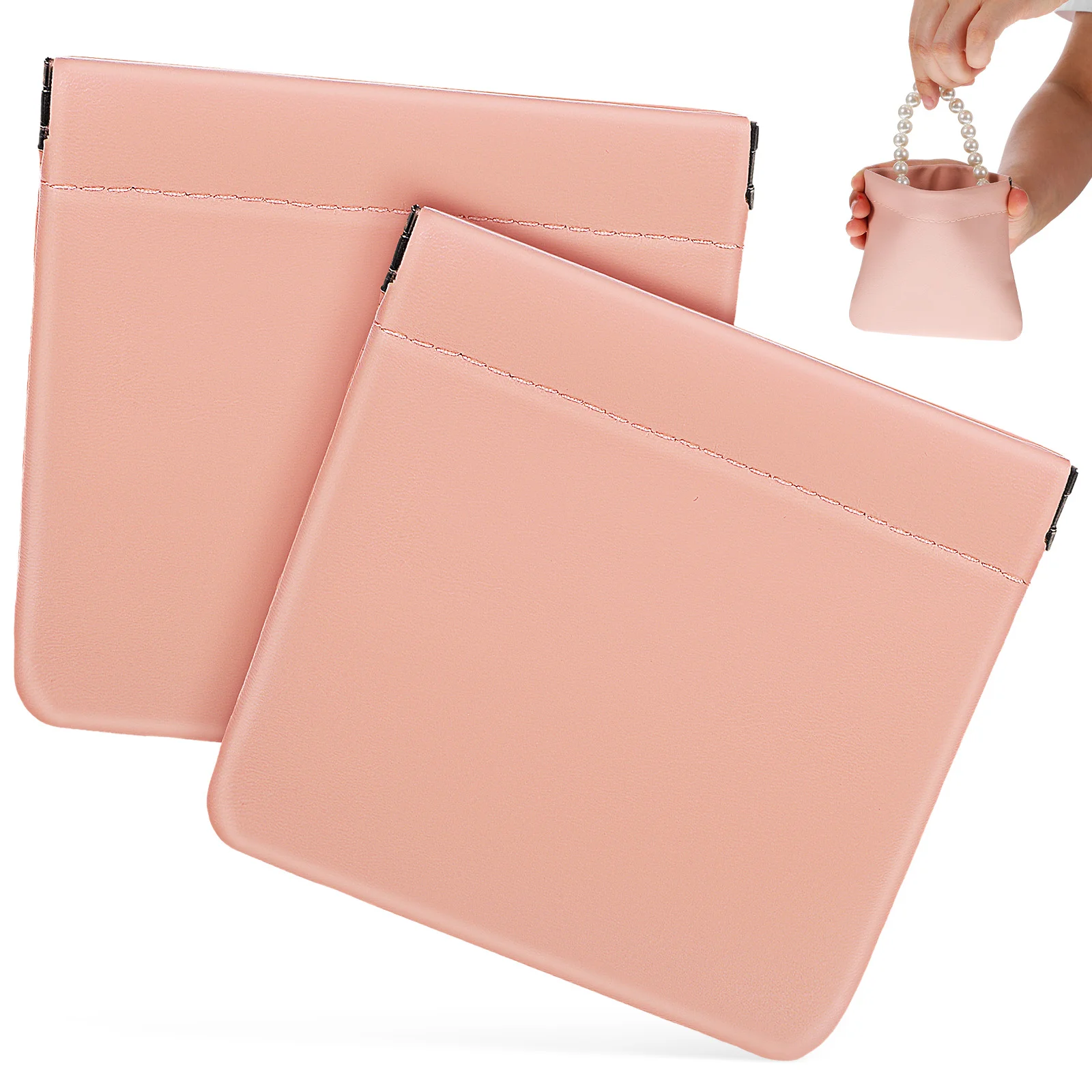 

2Pcs PU Bags Mini Portable Makeup Pouches for Jewelry Earphones Storage