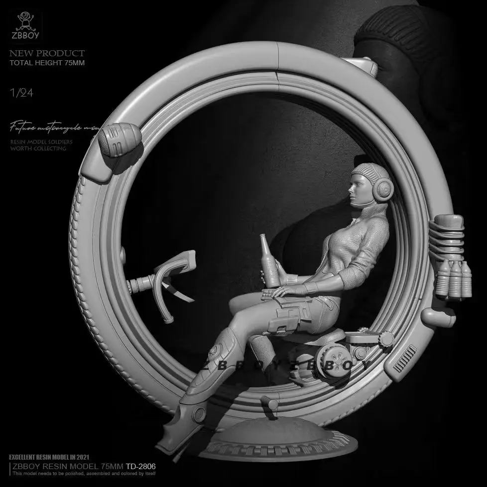 

NX 1/24 Resin Kit Futuristic Female Motorcyclist Resin Model Self Assembly