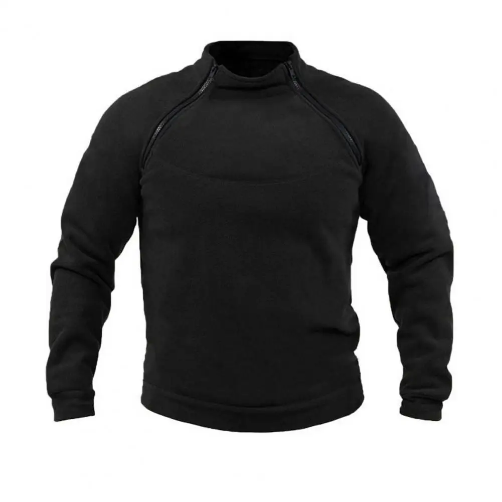 

Zipper Pathwok Sweatshirt Stylish Men's Winter Sweatshirt Warm Stand Collar Loose Fit Zipper Detail Zipper Decorative Sweatshirt