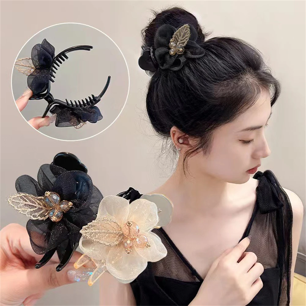 

Mesh Yarn Flower Shark Hairpin Trendy Women Hair Clips BB Hindbrain Spoon Fragmented Hair Headwear Hair Accessories For Girls