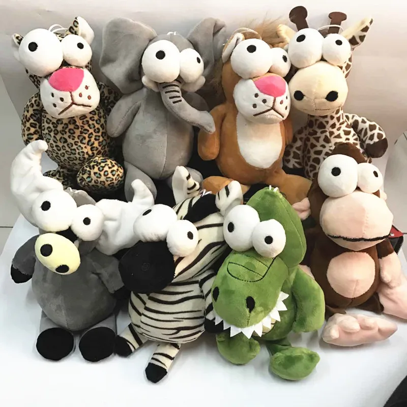 

28cm Big Eyes Lion Tiger Elephant Monkey Leopard Giraffe Raccoon Doll Simulation Forest Animals Plush Toys for Ki