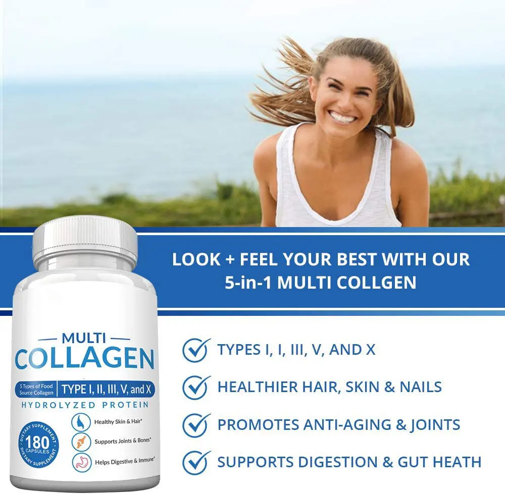 

180 Pills Collagen Capsule Support Skin&Joint& Hair & Nails Health Anti-aging Nutritional Supplements for Women Health Food