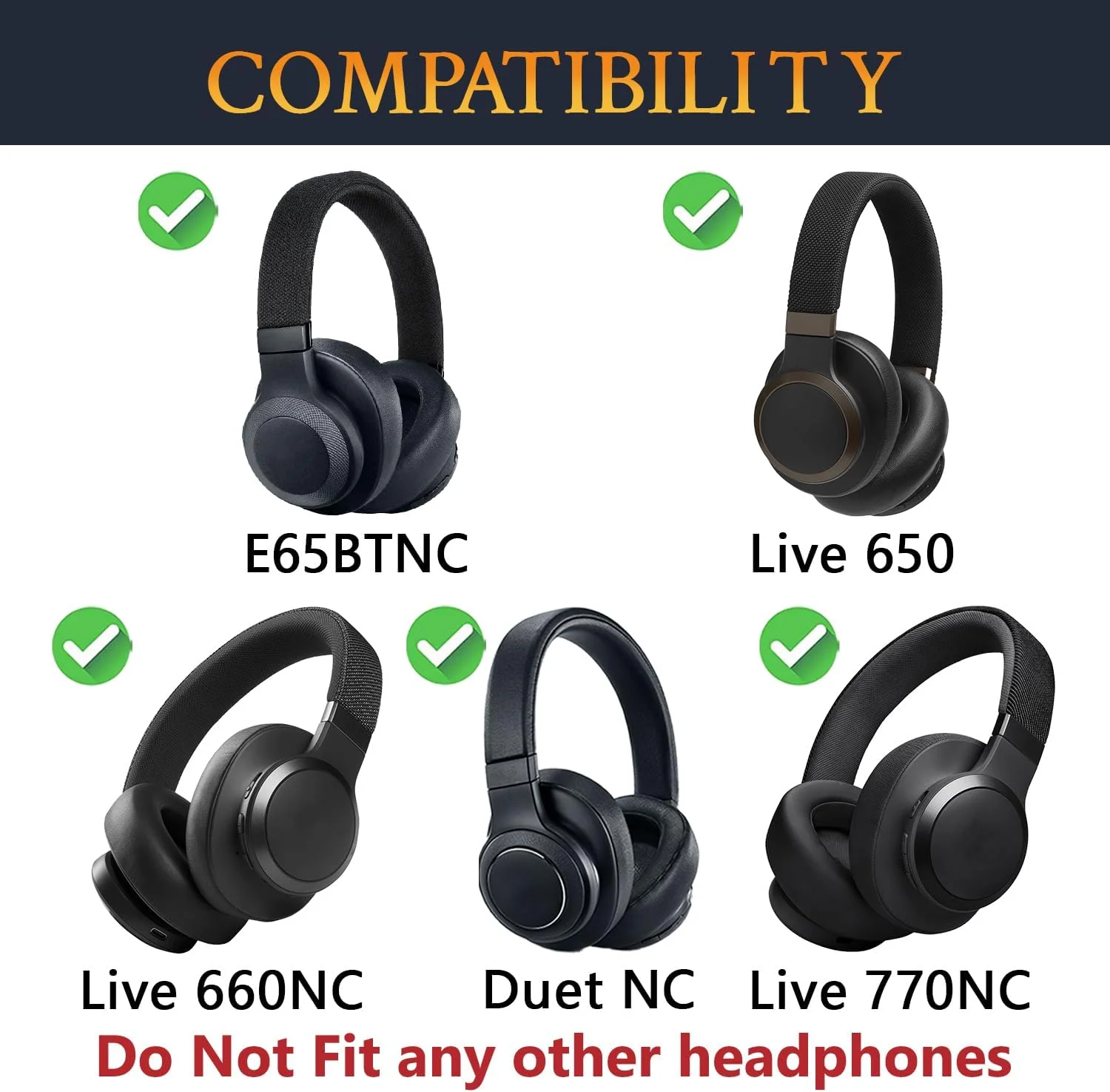 Фото Сменные амбушюры KUTOU для наушников JBL E65BTNC/Live 650BTNC/Live 770NC/Live 660NC/Duet NC, сменные аксессуары №2