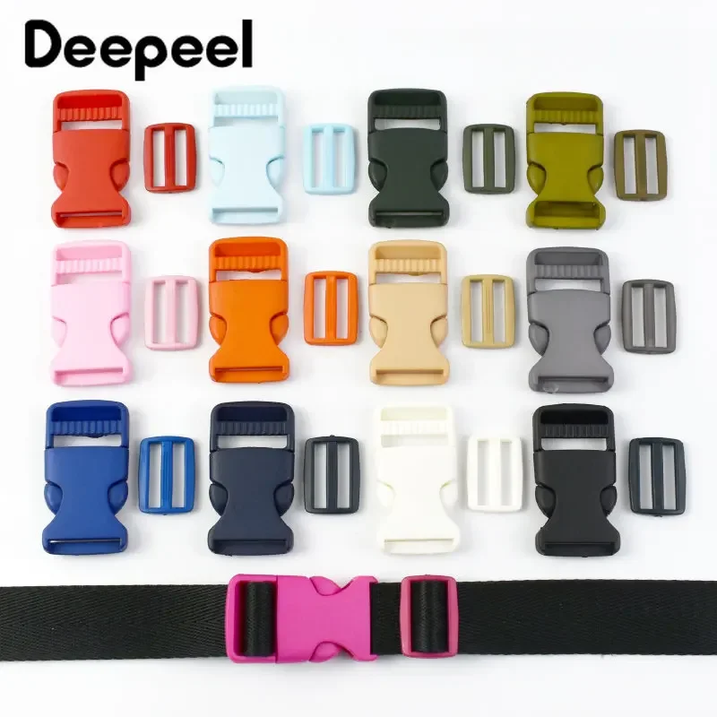 

10/20Sets 15/20/25mm Plastic Webbing Slider Adjust Clasp Tri-Glide Side Release Buckle Backpack Belt Pet Collar Hook DIY Crafts