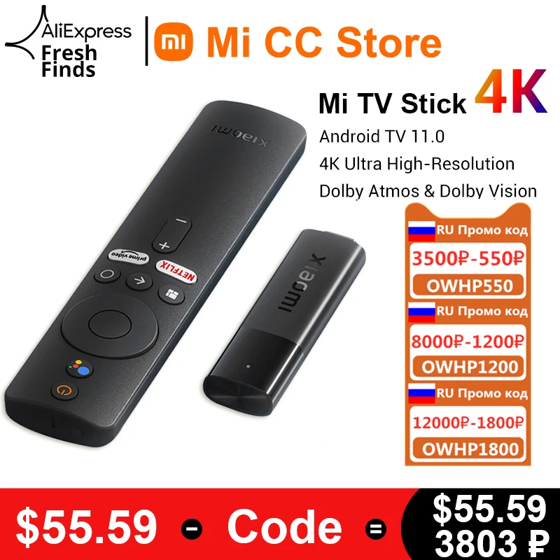 

[World Premiere] Global Version Xiaomi Mi TV Stick 4K Android 11 Portable Streaming Media 2GB 8GB Multi Language BT5.0 TV Dongle