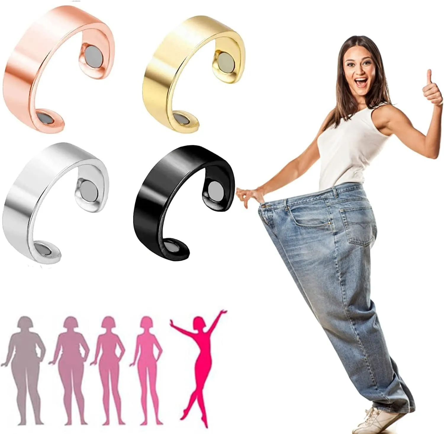 

Punk Trendy Magnetic Therapy Weight Loss Ring for Women Men Anti Snoring Rings Power Slimming Burning Fat Health Care Jewelry