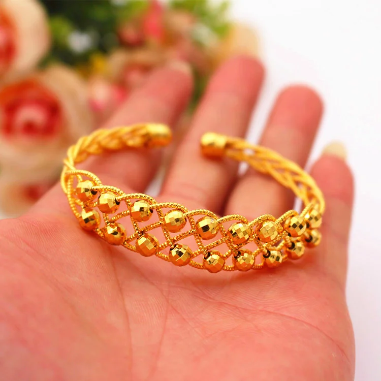 

Новый корейский стиль Медный позолоченный вьетнамский песок золотые Переводные бусины Открытый браслет женские ювелирные изделия не выцветает ювелирные изделия подарок