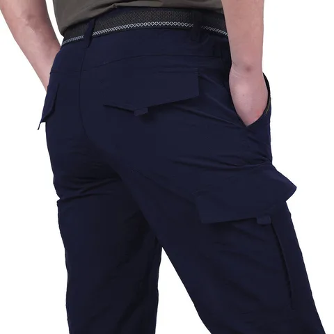 Многофункциональные брюки-карго для мужчин, быстросохнущие и свободные длинные брюки для активного отдыха