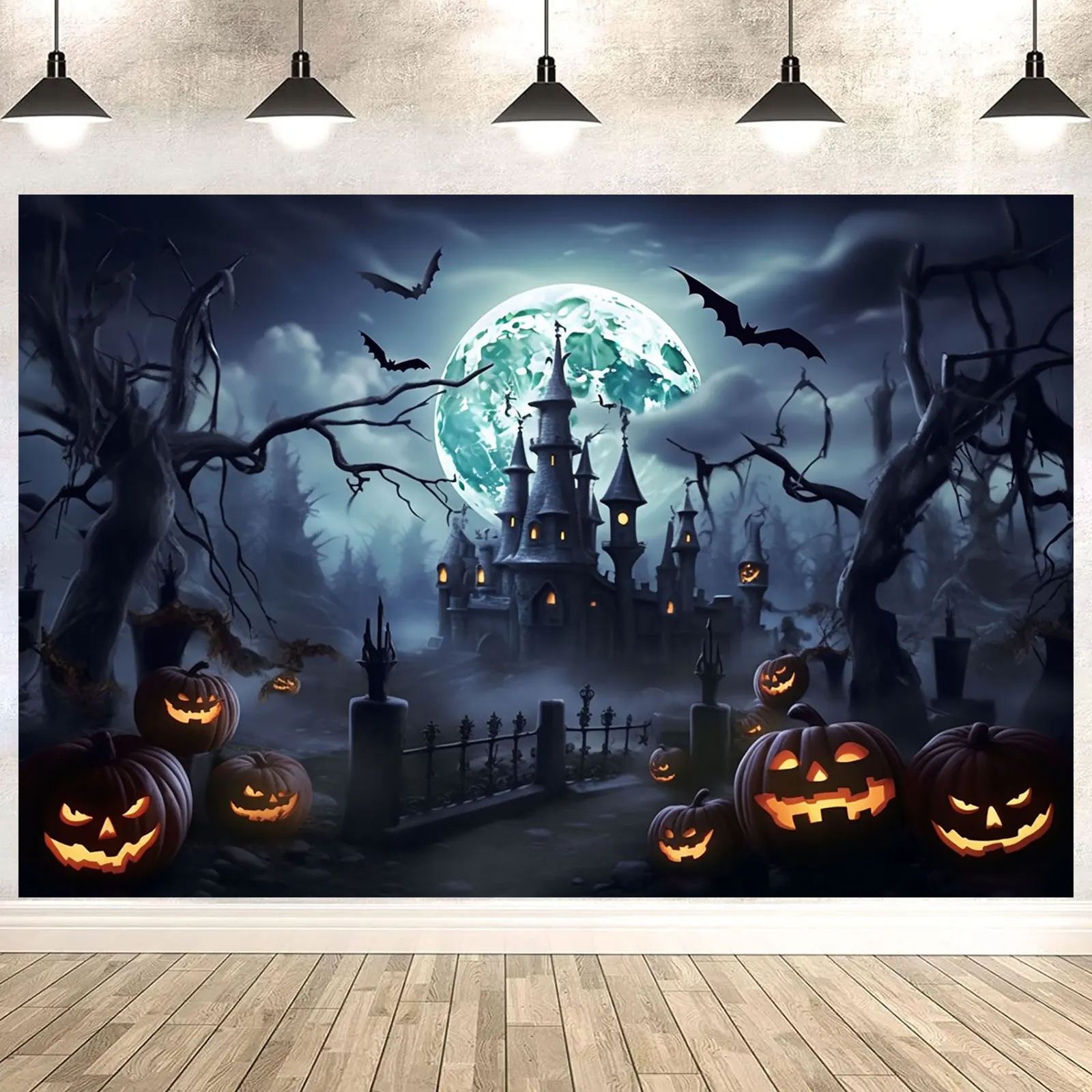5 × 3 фута Счастливый Хэллоуин фон Тыква замок полная луна летучая мышь Декор