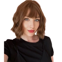 oriane amber synthetic wigs with bangs for women short deep wavy high temperature fiber wigs natural hair layered cosplay wig