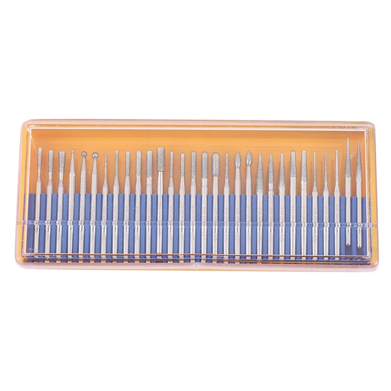 Promotion! 30 Pcs Bur Diamond Grinding Head Set Coated Carving Burrs Rotary Tool Bit Grit 120 Shank 3Mm 1/8 Inch For Dremel |