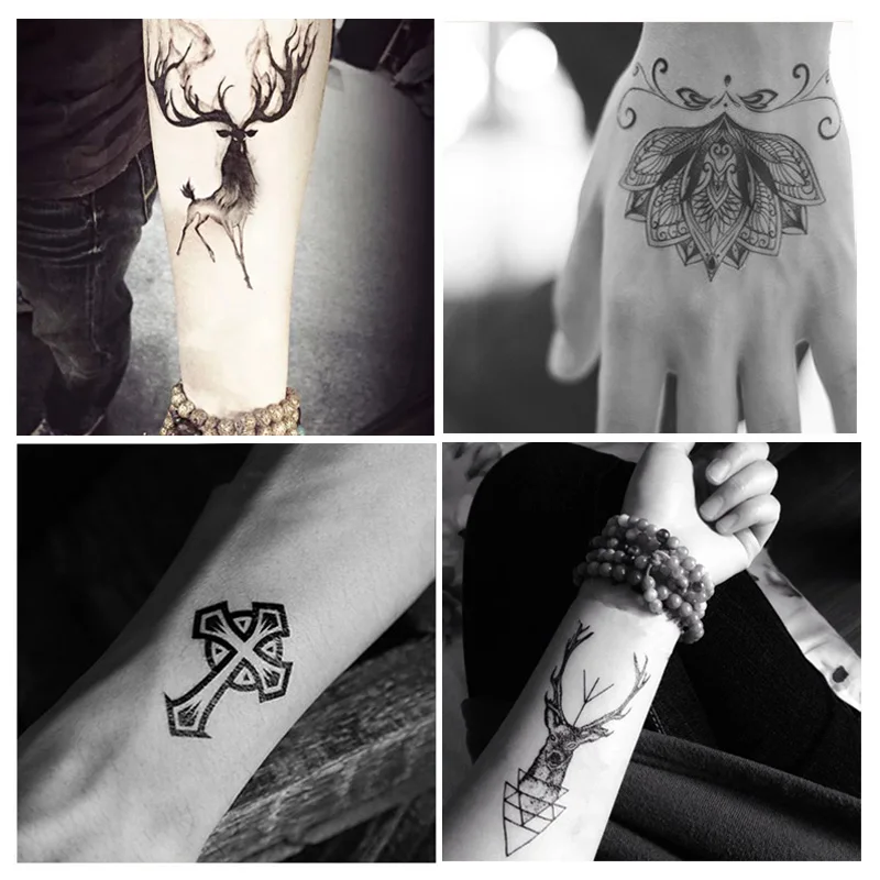 30 шт. поддельные татуировки-наклейки для взрослых готическая звезда тотем оленя