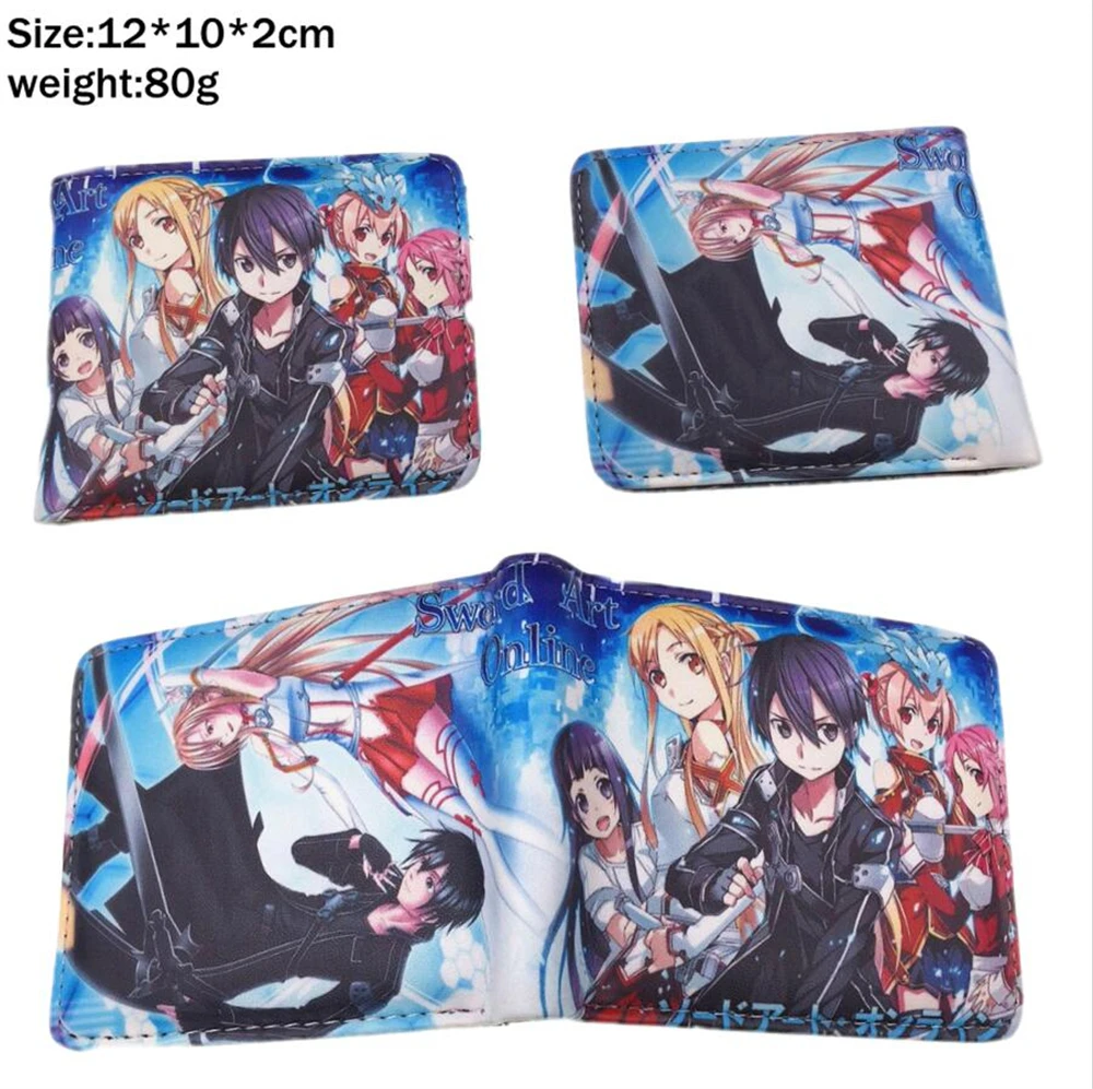 

Japanese Cartoon Comics Sword Art Online Wallet Short Purse for Student Whit Coin Pocket Credit Card Holder Preppy Style