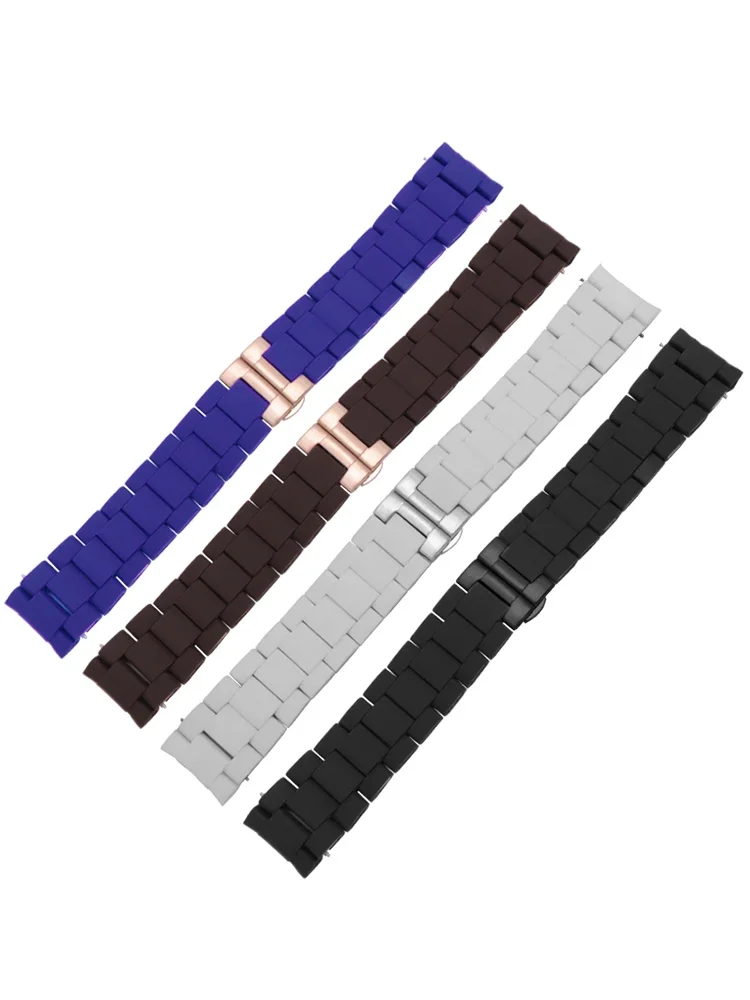 Браслет мужской из нержавеющей стали с силиконовым покрытием для часов в стиле