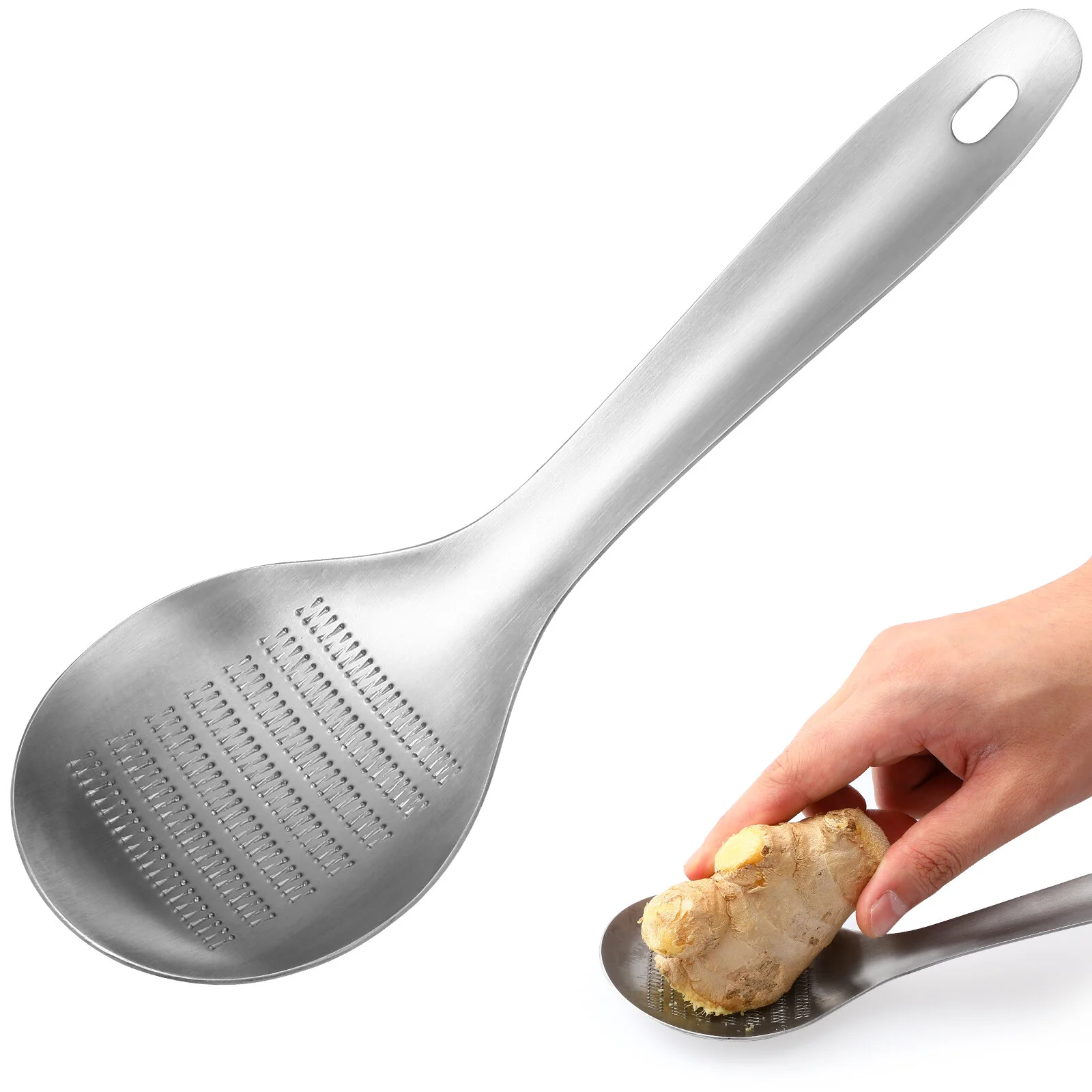 

Stainless Steel Garlic Ginger Spoon Shaped Fruits Root Vegetable Grater Grinder Spoon Kitchen Tool