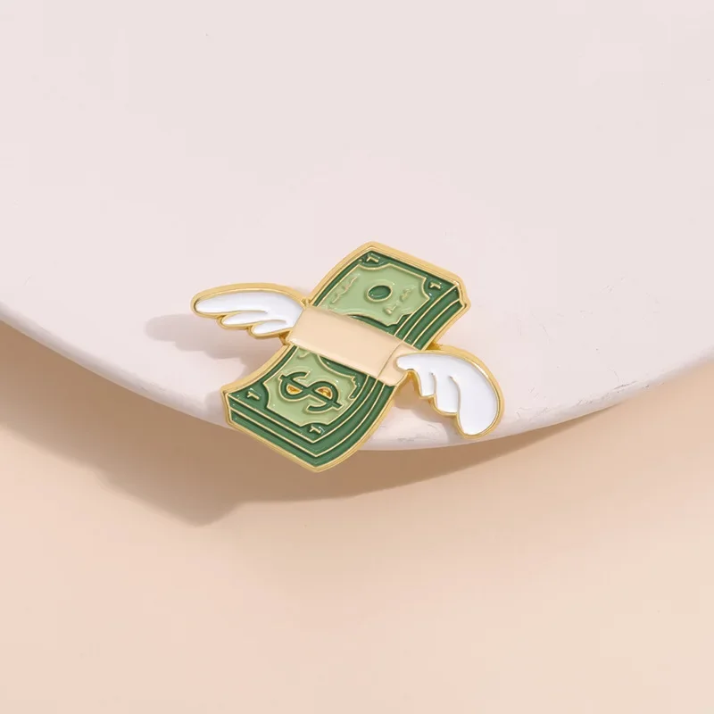 Креативная европейская и американская нагрудная булавка с летающим долларом