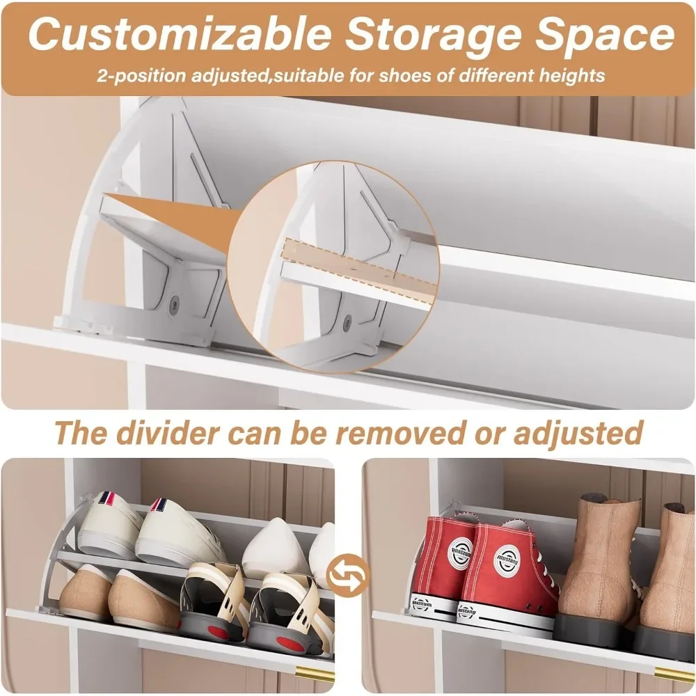 Большой набор шкафов для хранения обуви из 2 шт. с открытой полкой. Шкаф прихожей.