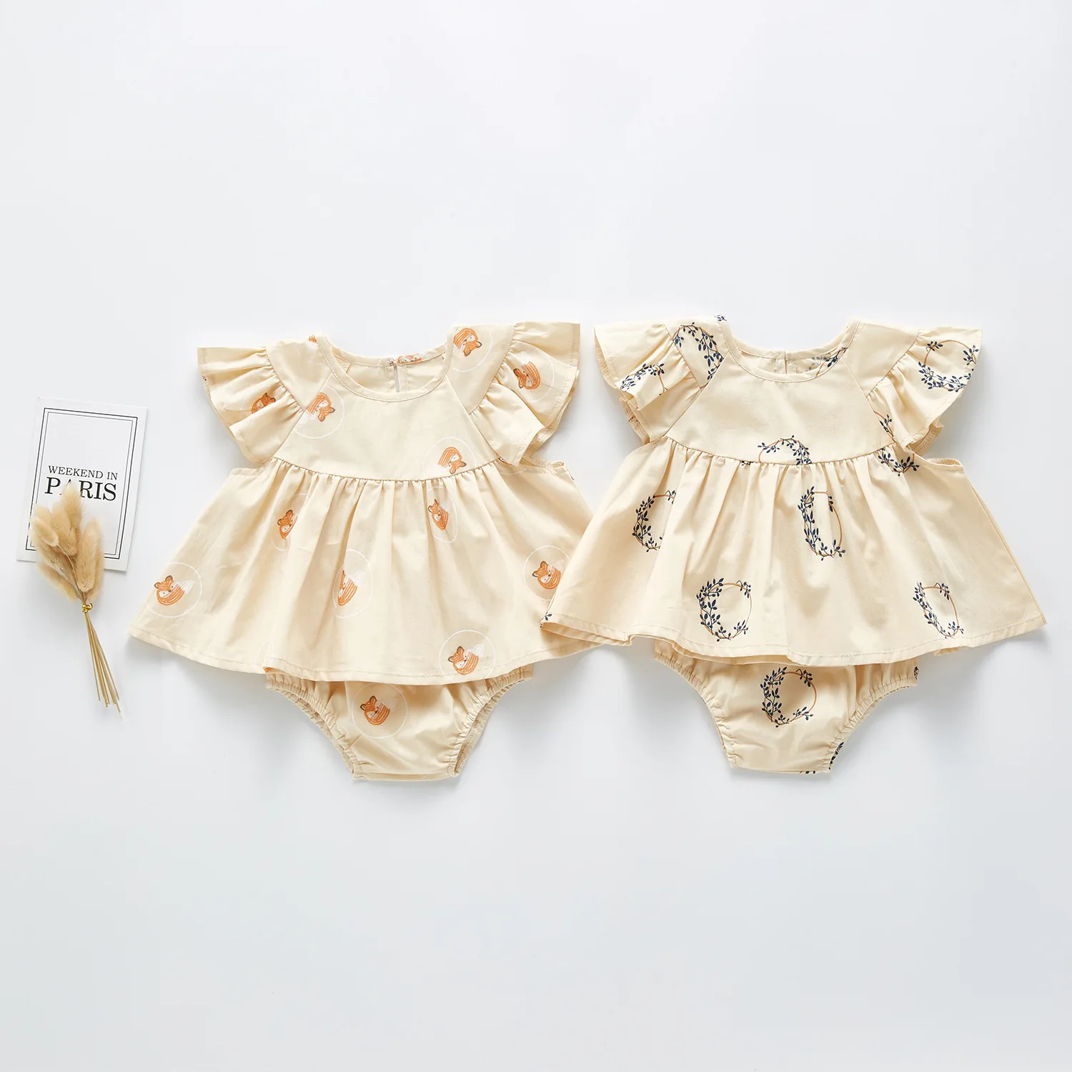 

Baby Set Girls Spring Summer Infant Cartoon Print Sleeveless Newborn Suits Kids Baby Dress+romper Shorts Costumes C01