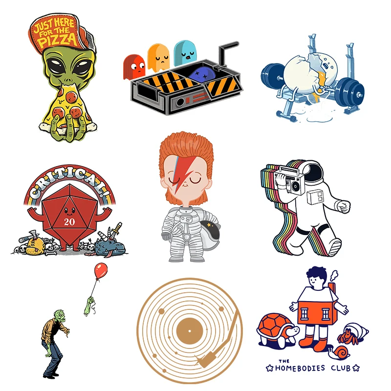 

Cartoon Animated Heat Transfer Children's T-shirt DIY Robot Shape Human Vinyl Fusible Patch Family Iron Dress Accessories