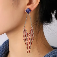 creative shiny claw diamond new american election independence day retro tassel flag full diamond earrings