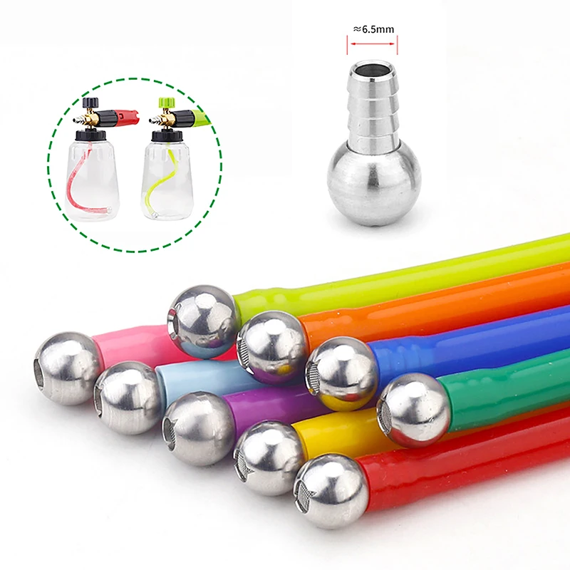 

1Pc 24CM Rainbow Gravity Ball Pipette Snow Foam Pot Rainbow Straw Colorful Pipette for High-Pressure Car Wash Accessories