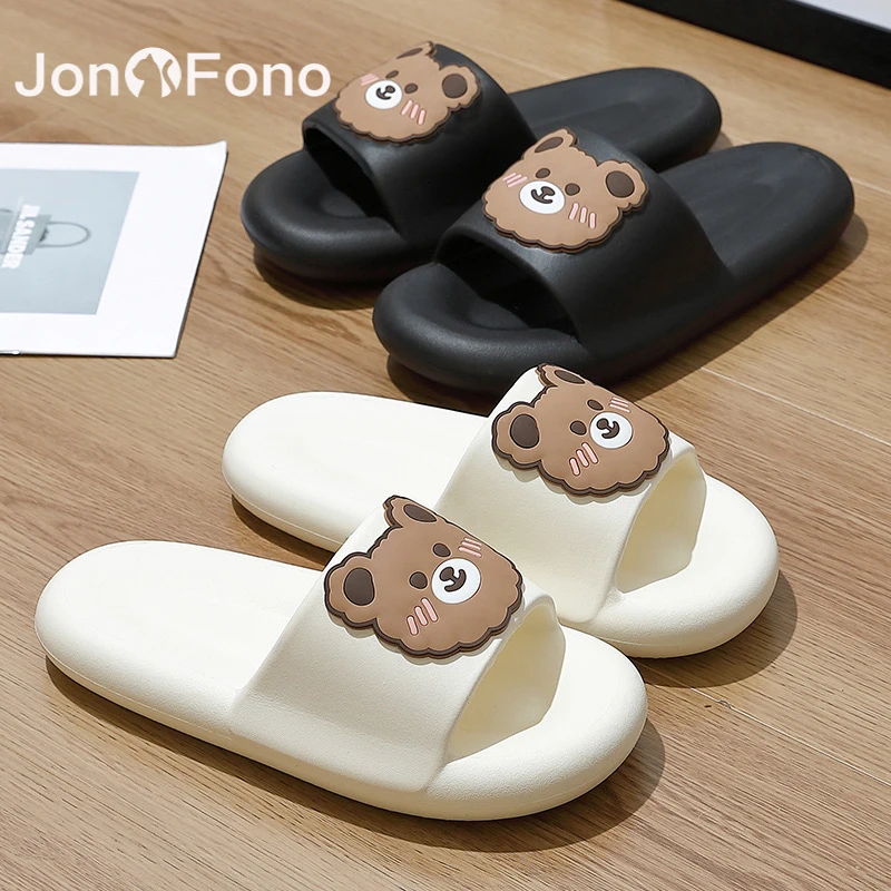 

JonoFono 2022 Women'S Slippers Summer Cute Bear Couples Cartoon Slides Soft Sole Waterproof Casual Non-Slip Man'S Flip Flops