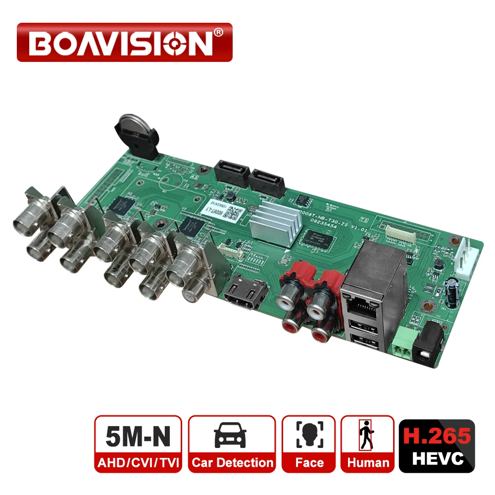 

6 в 1 H.265 8-канальная плата 5MP-N AHD DVR для камеры AHD 5MP 4MP 1080P 720P Экономия большой оперативной памяти HDD Xmeye CCTV DVR Плата AHD DVR