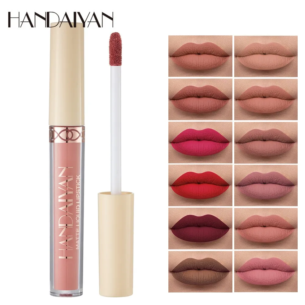 

HANDAIYAN Velvet Matte Lip Gloss Waterproof Nude Red Lip Tint Long Lasting Liquid Lipstick Korean Cosmetics Makeup for Women