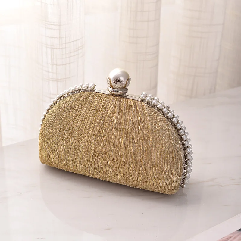 Women's Party Banquet Clutch Wedding Crossbody Bag Pearl Shell Bag Fashion Evening Handbags Luxury Chain Strap Shoulder Bags