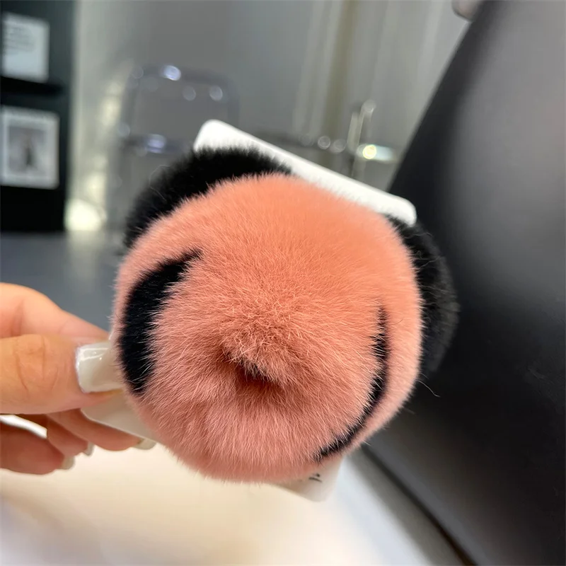 

Korean Fashion Rex Rabbit Hair Panda Version Cute Children Hair Loop Elegant Cute Girls Leather Band Hair Ornament