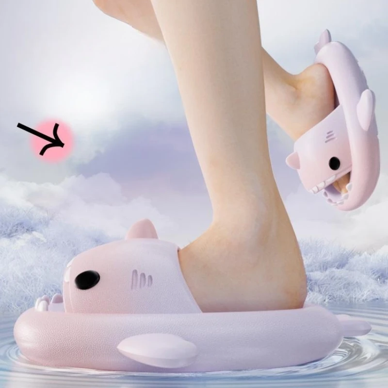 Gradient Shark Slippers Women's Summer Models Indoor Home Thick Bottom Non-slip Bathing Couples Outside Wear Men's Sandals