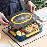 microwave lunch box stainless steel bento box dinnerware food storage container kids school office portable spoons chopsticks