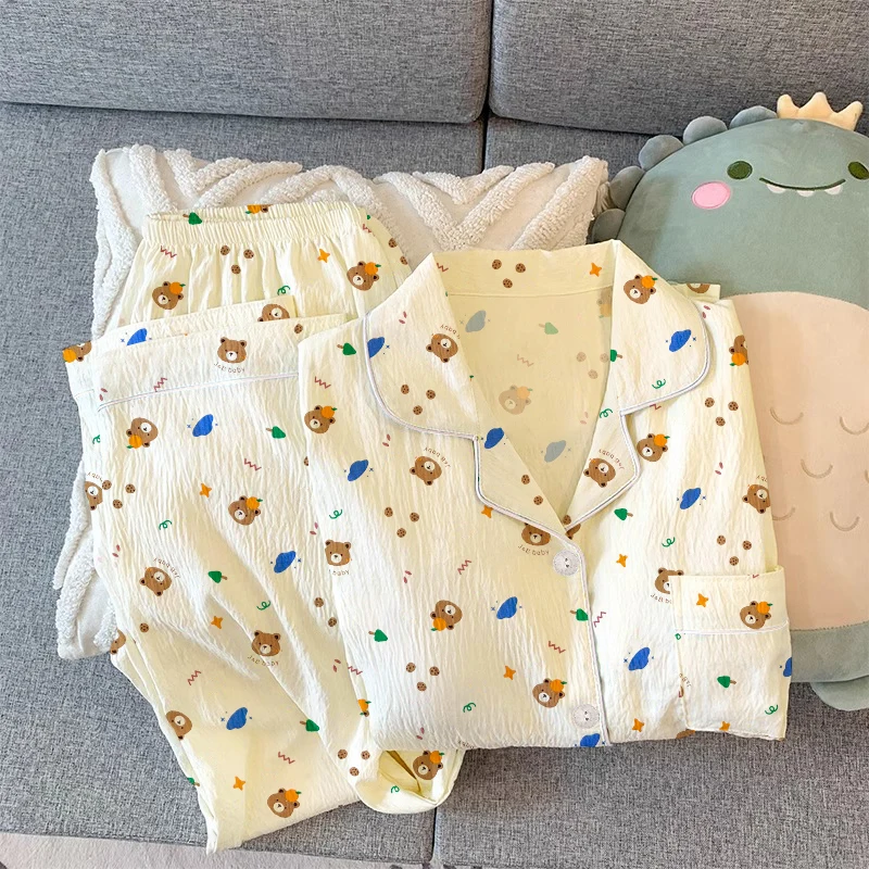 2024 весенне-осенний комплект из 2 предметов женский пижамный модный кардиган