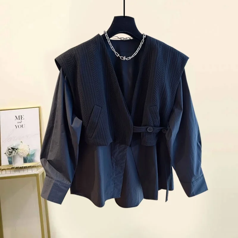 Женская одежда больших размеров осенне-зимняя новинка модная лоскутная для