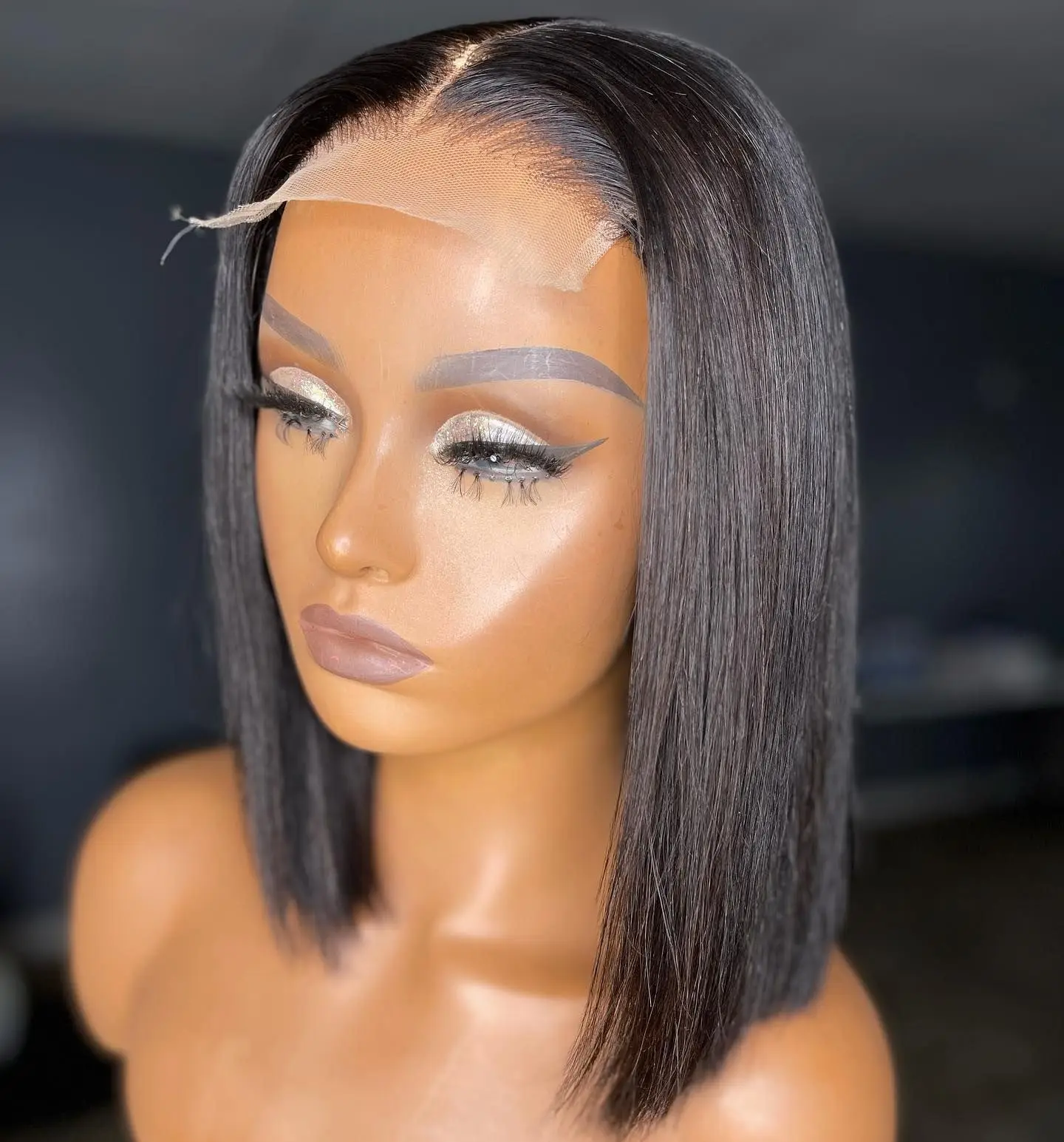 T part lace wig 10 to 16 inch straight Brazilian human hair wigs middle part pre-plucked hair line wigs with baby hair