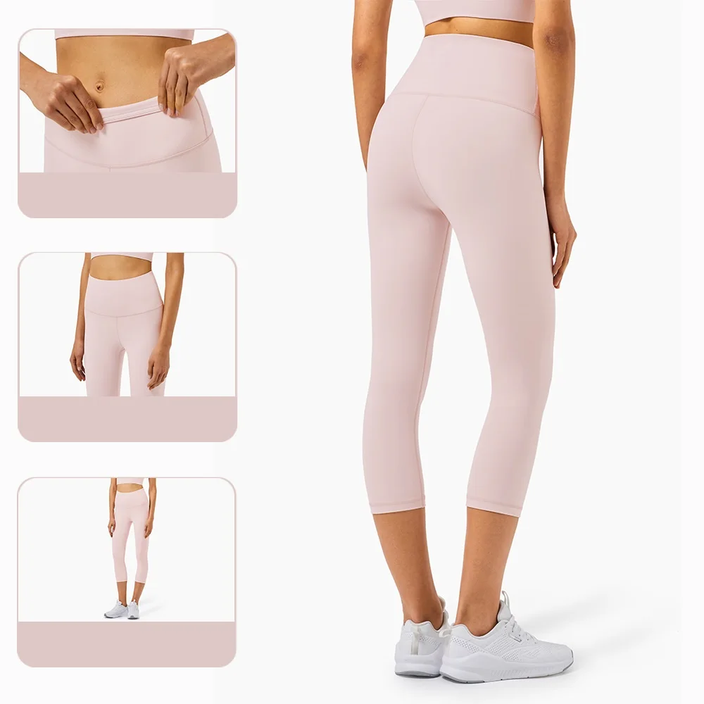 Solid Color Comprehensive Training  Workout Yoga Pants High Waist Fintess Legging Gym Clothe Women High Waist Lifting Peach Hip