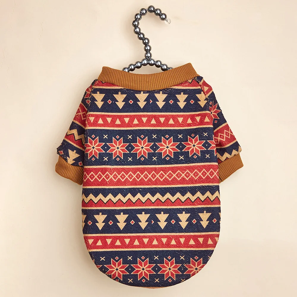 Толстовка со снежинками и геометрическим рисунком собаки на осень и зиму, повседневная одежда для средних собак с принтом, классическая одежда для собак на осень и зиму