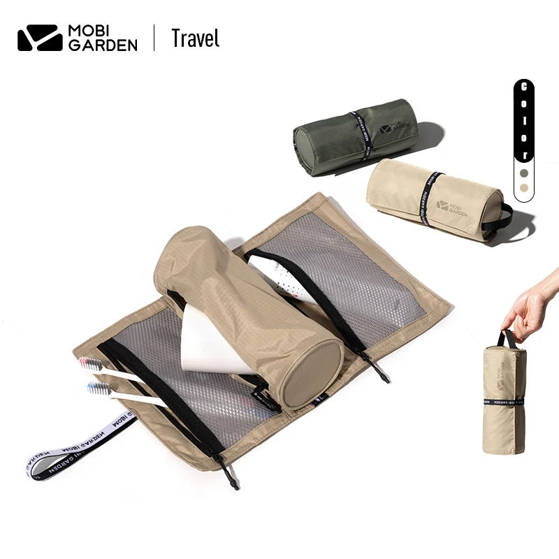 

MobiGarden Outdoor Camping Equipment Roll Up Toiletries bag Portable Large Capacity Cosmetic Bag Business Travel Supplies
