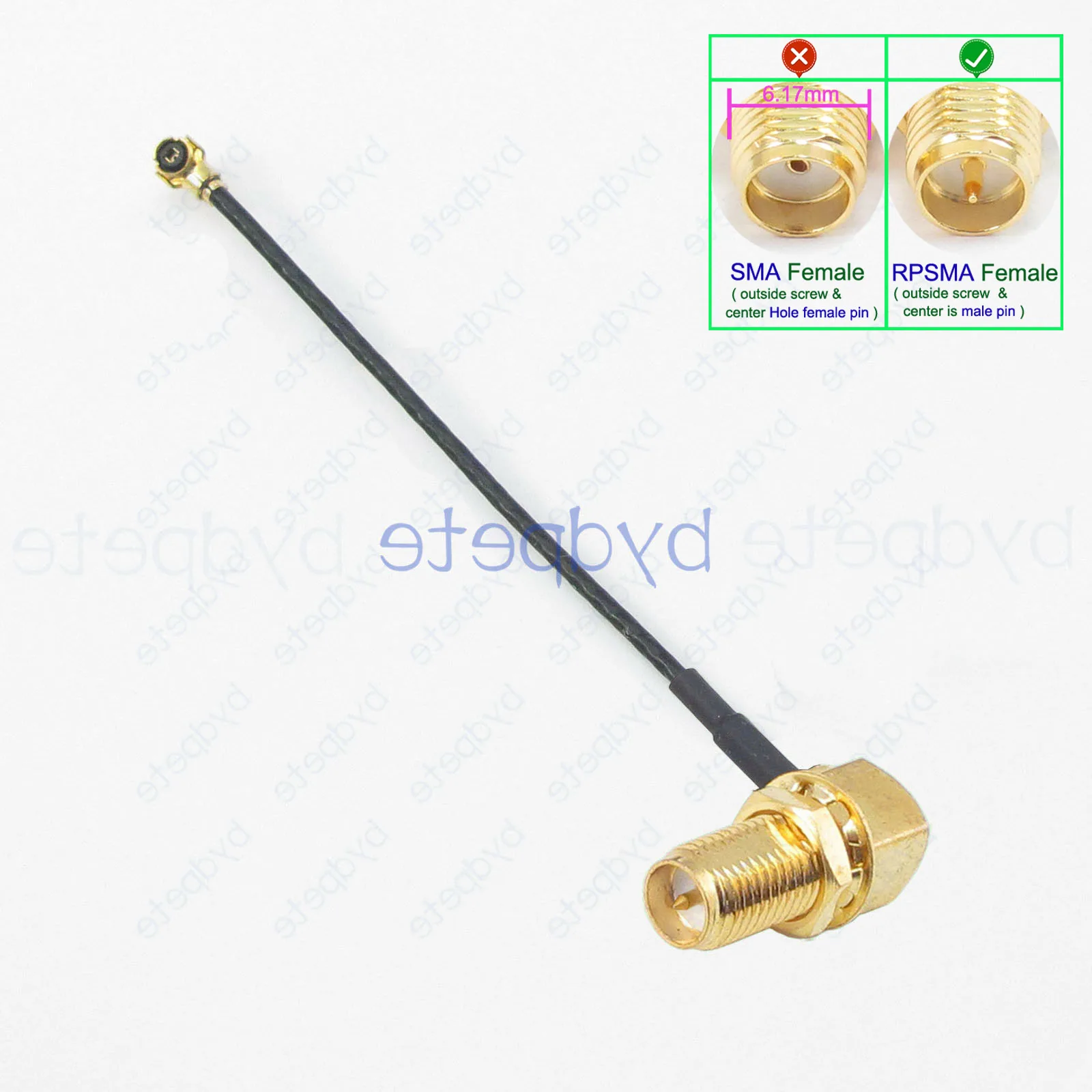 Коаксиальный кабель IPX4, IPEX4, MHF4, WFL, W.FL, штекер RP-SMA, Женская перегородка, правый угол RF113, 1,13 мм, ОТРЕЗОК кабеля 50 Ом, IPX IPEX