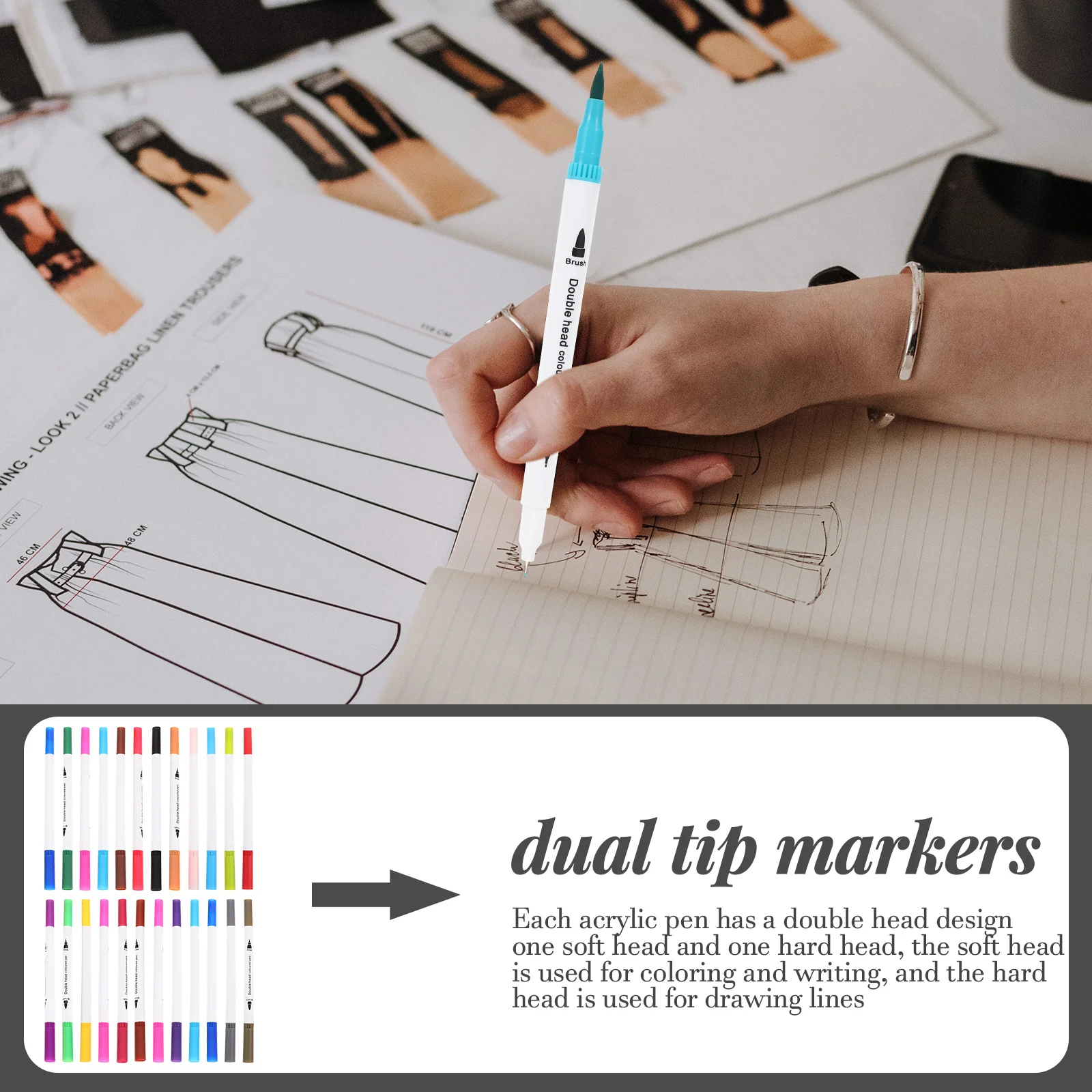 

Pens Markers Paintingdual Marker Acrylictip Kids Brushstudents Fine Pen Highlighter Drawing Children Portable Planner Journal