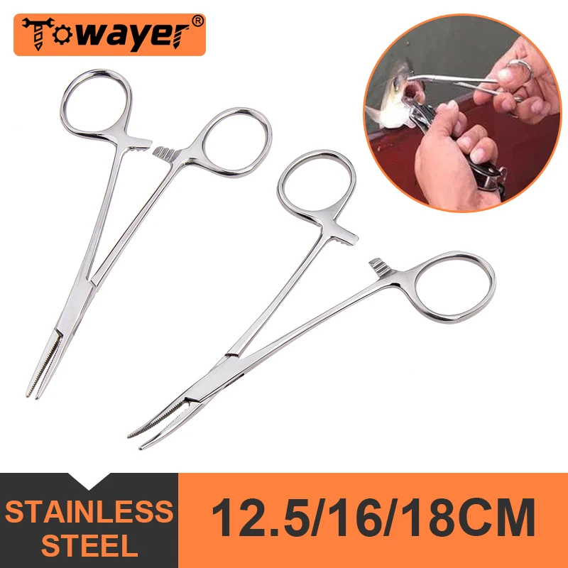 

12.5 16 18cm Hemostatic Forceps Pet Hair Clamp Fishing Locking Pliers Epilation Tools Curved/Straight Tip Cutter Hand Tools