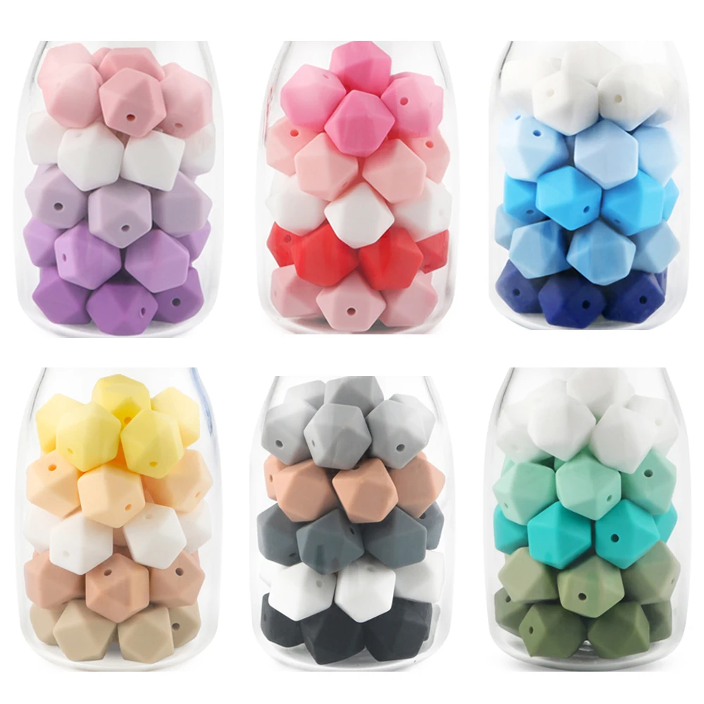 10 шт., шестигранные силиконовые бусины для ювелирных изделий, 14/17 мм