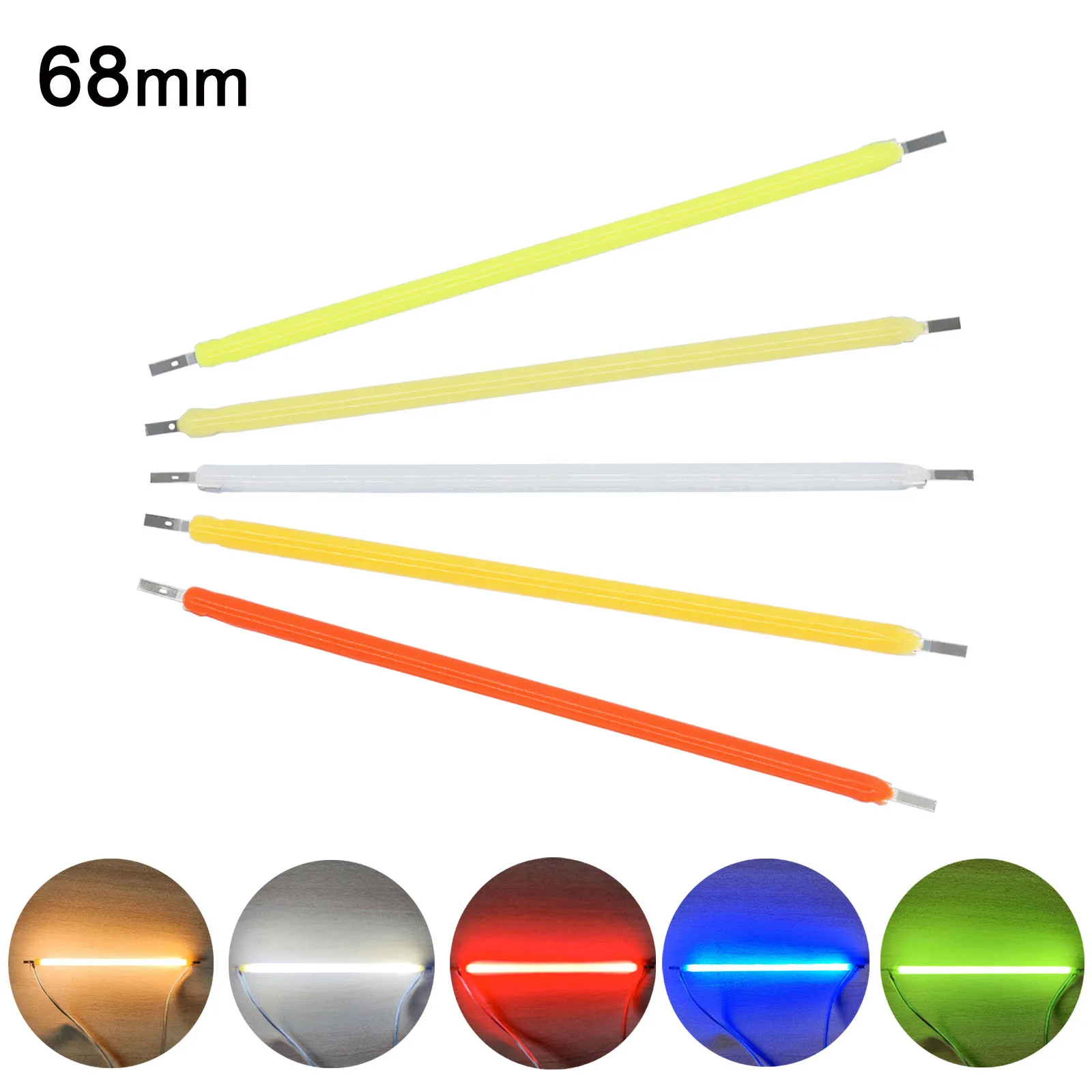 10pcs DC 3V 68MM COB Led Filament 2700k White Blue Red Green Edison Bulb Parts Lamp Incandescent Light Accessories Diodes DIY