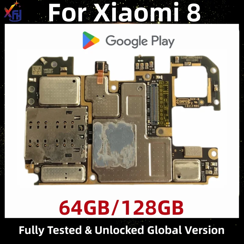 Global Version Original Unlocked Motherboards For Xiaomi Mi 8 Mi8 Mainboard Logic Board 64GB 128GB ROM Main Circuits Board enlarge