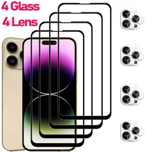 1~4PCS Glass For iPhone 14 Pro Max Tempered Glass iPhone 14Pro Max 9HD Film Security Hard Screen Protector iPhone14ProMax i Phone 14 Plus Camera Lens Protection Apple iPhone14 Pro Max New Protective Glasses